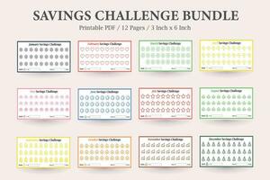 12 Month Savings Challenge,A6 Mini Savings Challenge,Savings Tracker Bundle,Money Saving Goals,Budget Planning Tool,A6 Cash Binder vector