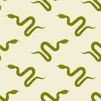 Vector snake seamless pattern. Retro background with green reptile animal. Wild west and Western concept.