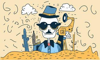 Funny background with abstract cartoon syle. Colored Painted doodle style vector