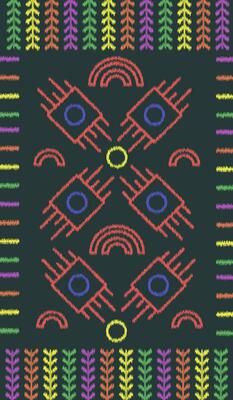 Ikat colorful embroidery on Black background. geometric modern oriental pattern Scandinavian. Aztec style