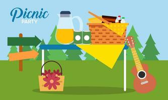 Picnic party celebration scene illustration vector