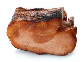 grilled pork belly with bacon on white background photo