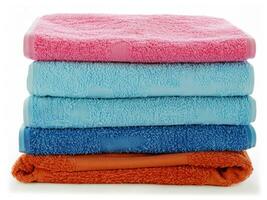 colorful towels on white background photo