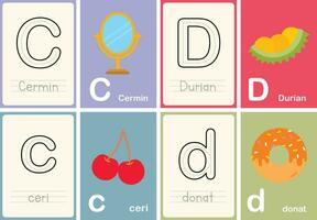 flat design vector cute colorful abc alphabet flashcards printable for kids first words activity