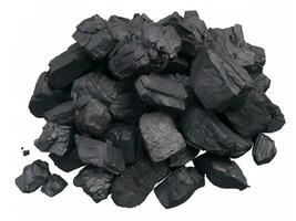 negro carbón aislado en blanco antecedentes foto
