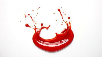 red ketchup on white background. generative AI photo