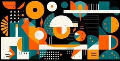 Abstract geometric triangle square round shape technology multicolored background photo