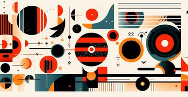 Abstract geometric triangle square round shape technology multicolored background photo
