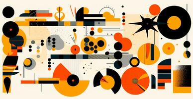 Abstract geometric triangle square round shape technology multicolored background photo