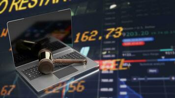 The hammer on notebook and chart Business Background  for law concept 3d rendering photo