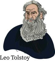 leo Tolstoy line art vector illustration