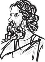 Rabindranath tagore vector illustration line art