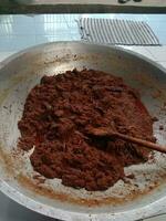 delicious traditional dish rendang from west sumatra photo