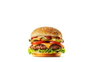 Cheeseburger isolated on white background photo