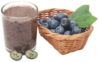 Fresco arándanos y jugo en un vaso png