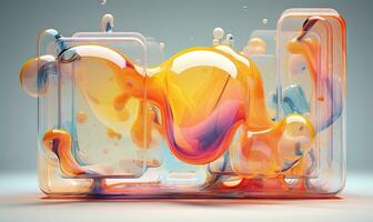 Vibrant 3D of swirling liquid in a glass vessel. AI Generative photo