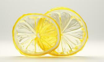 Lemon slice with a glassmorphism effect. Created by AI photo