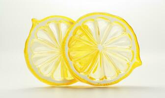 Lemon slice with a glassmorphism effect. Created by AI photo