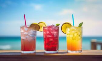 Assorted colorful beverages. AI Generative photo