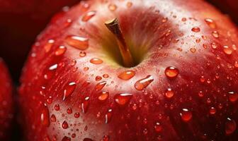 Macro view of vibrant red apples. Created by AI tools photo