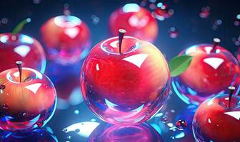 Abstract vibrant red apples with a glossy sheen. AI Generative photo