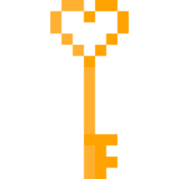 Pixel art gold heart key icon png
