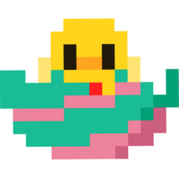 Pixel art cartoon easter egg with sleeping chick png