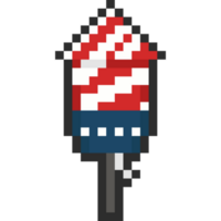 Pixel art cartoon firework usa flag rocket icon png