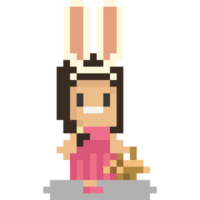 Pixel art cartoon woman with rabbit ear png