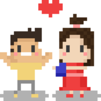 Pixel art cartoon lover couple character png