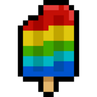 Pixel art cartoon rainbow ice cream icon png
