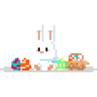 Pixel art sitting white rabbit easter eggs png