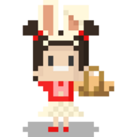 Pixel art cartoon girl with rabbit ear character png