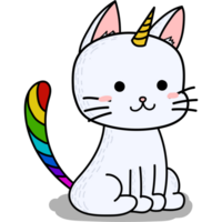 Hand draw unicorn cat character png