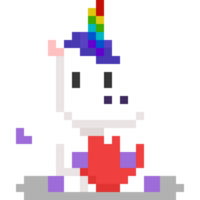 pixel art Licorne avec rouge cœur png