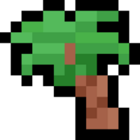 Pixel art cartoon coconut tree icon png