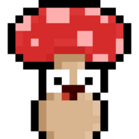 Pixel art cartoon mushroom character png
