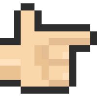Pixel art cartoon pointing hand icon png