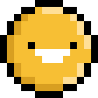 Pixel art cartoon sun character png