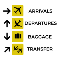 conjunto de aeropuerto señales. aeropuerto dirección pancartas aeropuerto tableros png