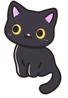 Luna the black cat Hand drawn illustration png