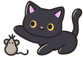 Luna the black cat Hand drawn illustration png