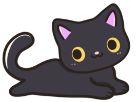 luna el negro gato mano dibujado ilustración png