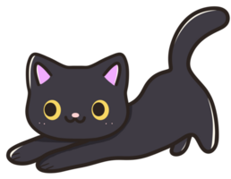 luna le noir chat main tiré illustration png