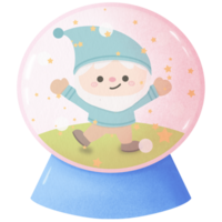 fofa neve globo com feliz duende dentro png