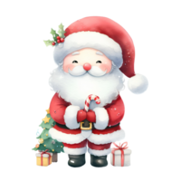Generated ai, Santa Claus with a bag of gifts in his hands. png