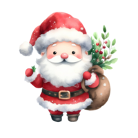 Generated ai, Santa Claus with a bag of gifts in his hands. png