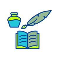 icono de vector de pluma y libro único