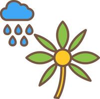 Flower with rain Vector Icon