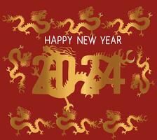dragon happy new year 2024 vector illustration